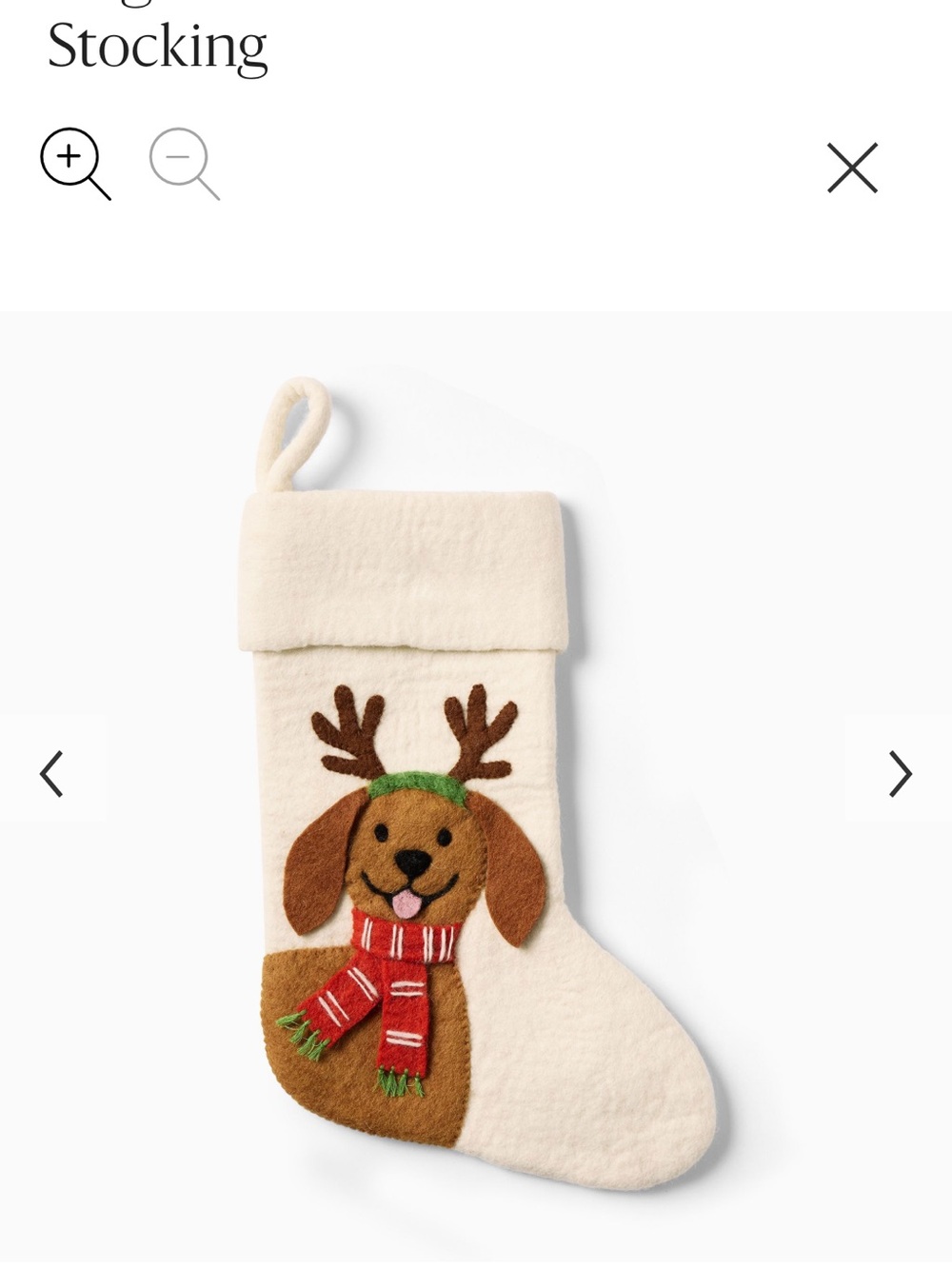 West Elm Dog with Antlers Felt Stocking